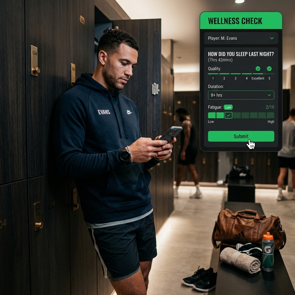 Atleta completando encuesta